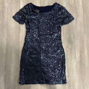 Un Deux Trois Girls navy lace/sequins dress size 10